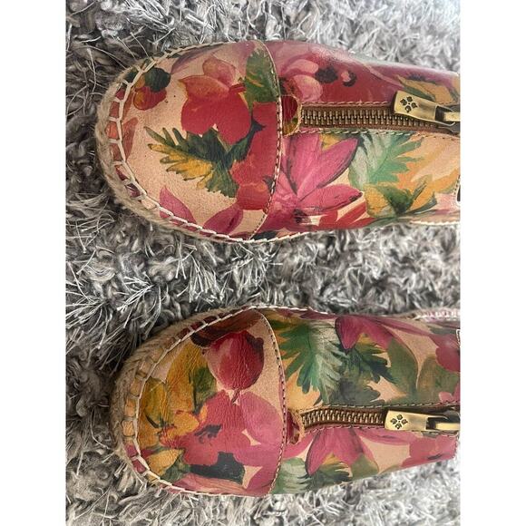Patricia Nash 8 Floral Leather Espadrilles Eva Flats Zip Shoes Boho Resort Style - Picture 8 of 13